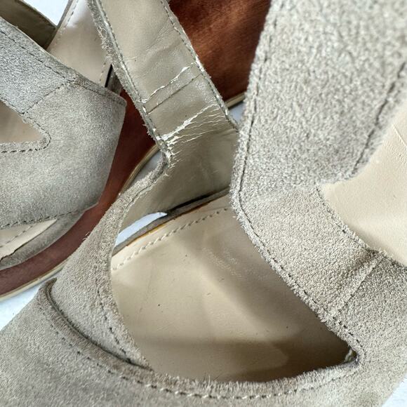 Steve Madden Showntel Platform Wedge Sandal Strappy Suede Neutral Tan Size 9M - Picture 8 of 10